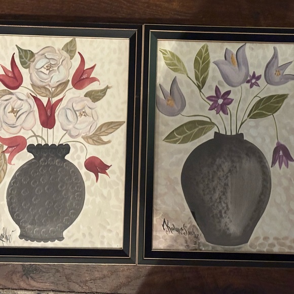 Colorful Floral Art Prints in Black Frames